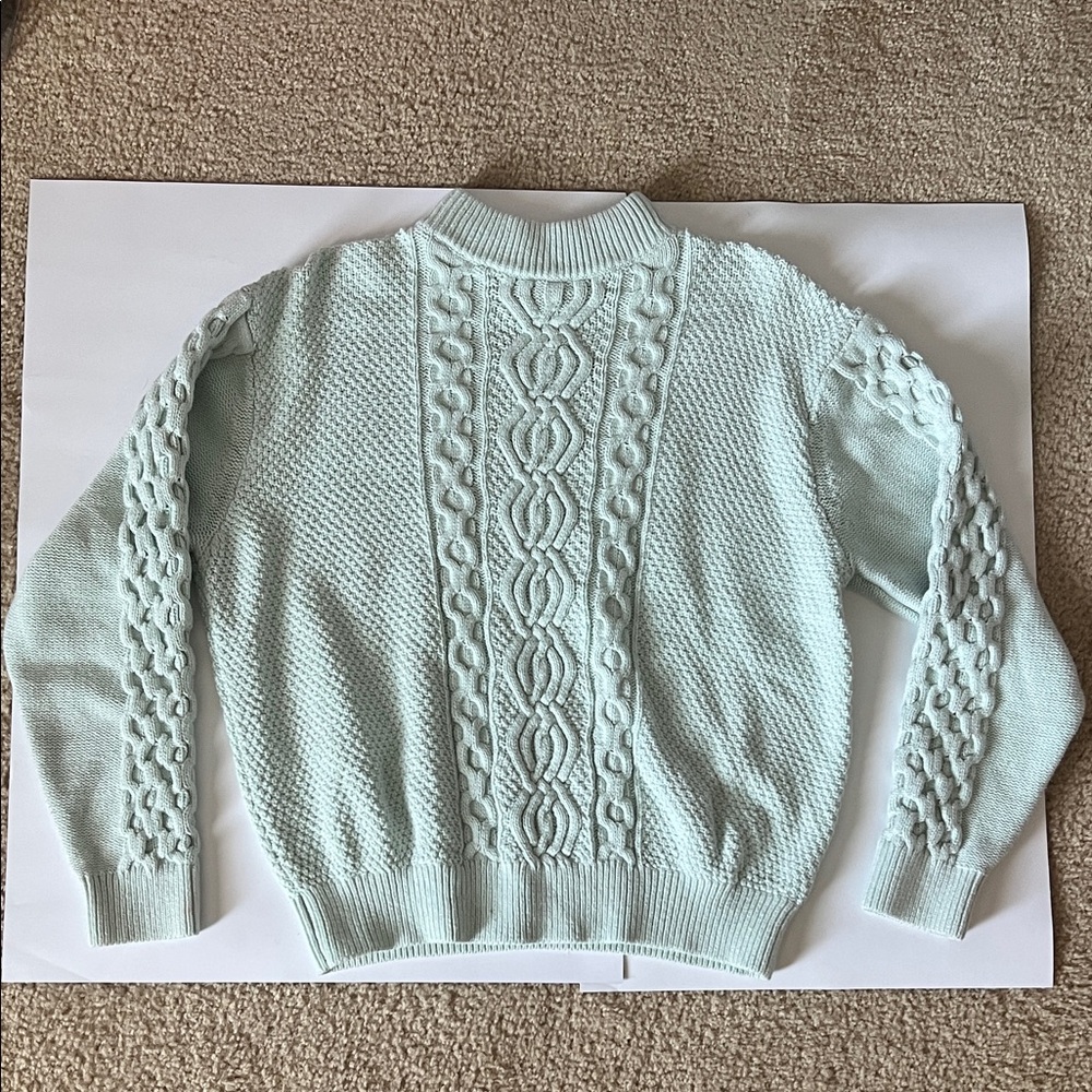 Mint Green Cable Knit Sweater